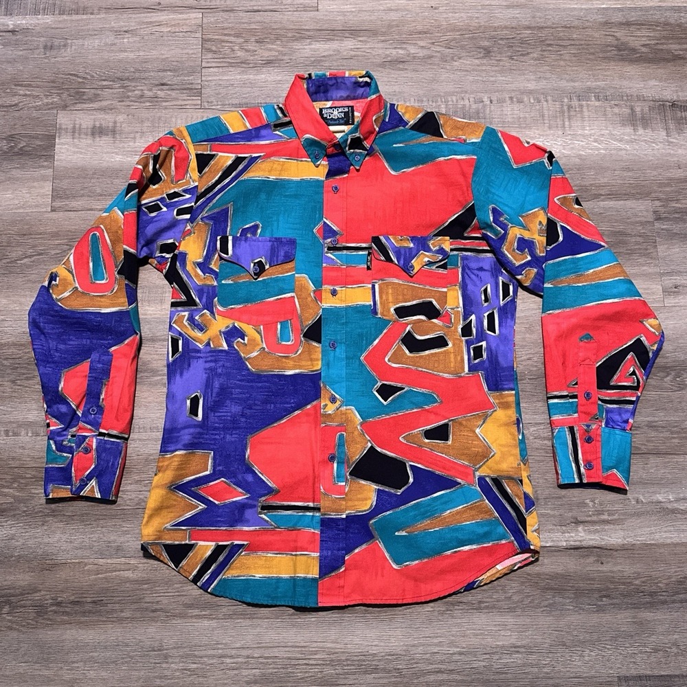 Vintage Brooks & Dunn Panhandle Slim Medium/Large Loud Color Print Western Shirt
